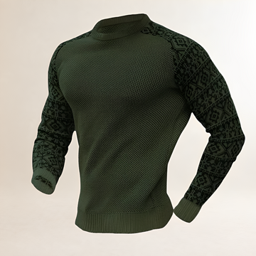 Sweter męski pullover z raglanem i kontrastowym wzorem Fair Isle - regularny krój
