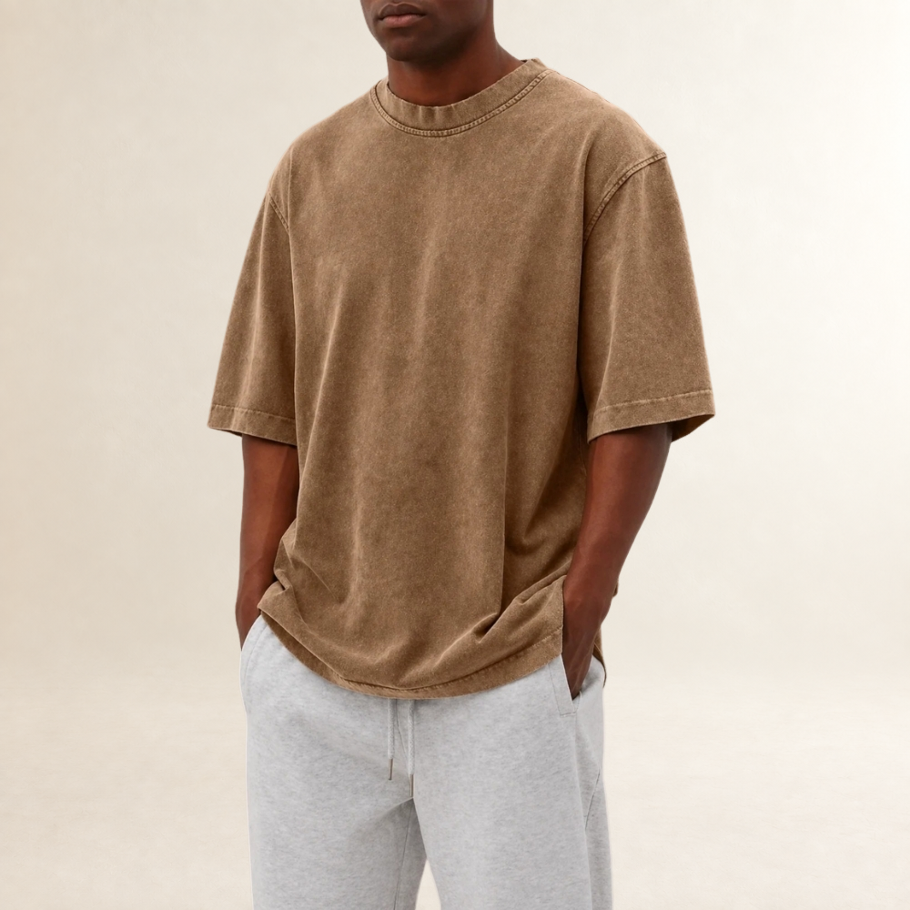 T-shirt męski relaxed fit z krótkim rękawem i okrągłym dekoltem