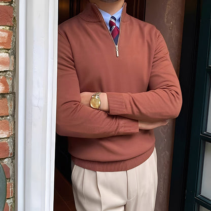 Osbert - Elegancki sweter męski z dzianiny z zamkiem