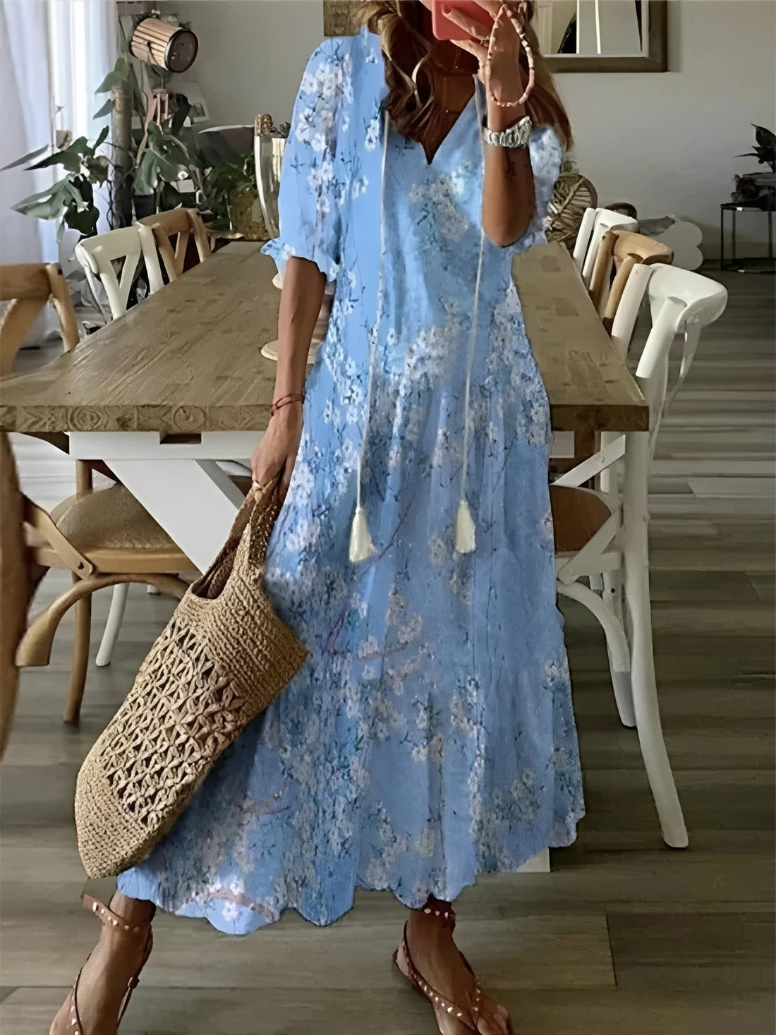 Esther - Boho-maxikleid z połówkami rękawów dla kobiet