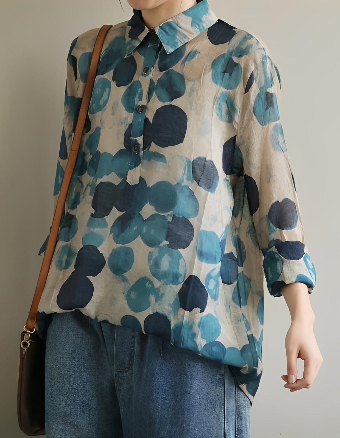 Jodie - Stylowe bluzki z kropkowanym kołnierzem dla kobiet