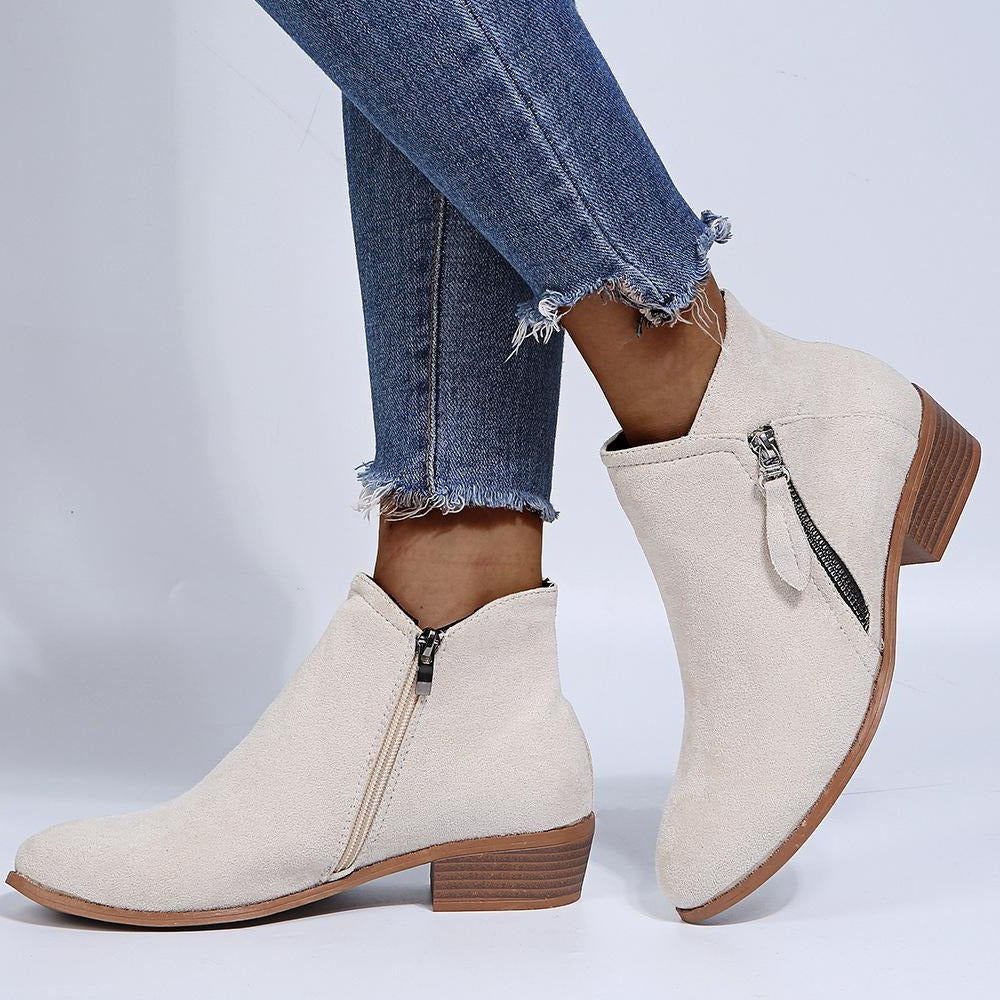 Elizabeth - Eleganckie Botki Skórzane z Zamszu dla Kobiet