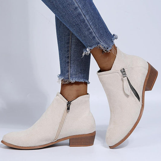 Elizabeth - Eleganckie Botki Skórzane z Zamszu dla Kobiet