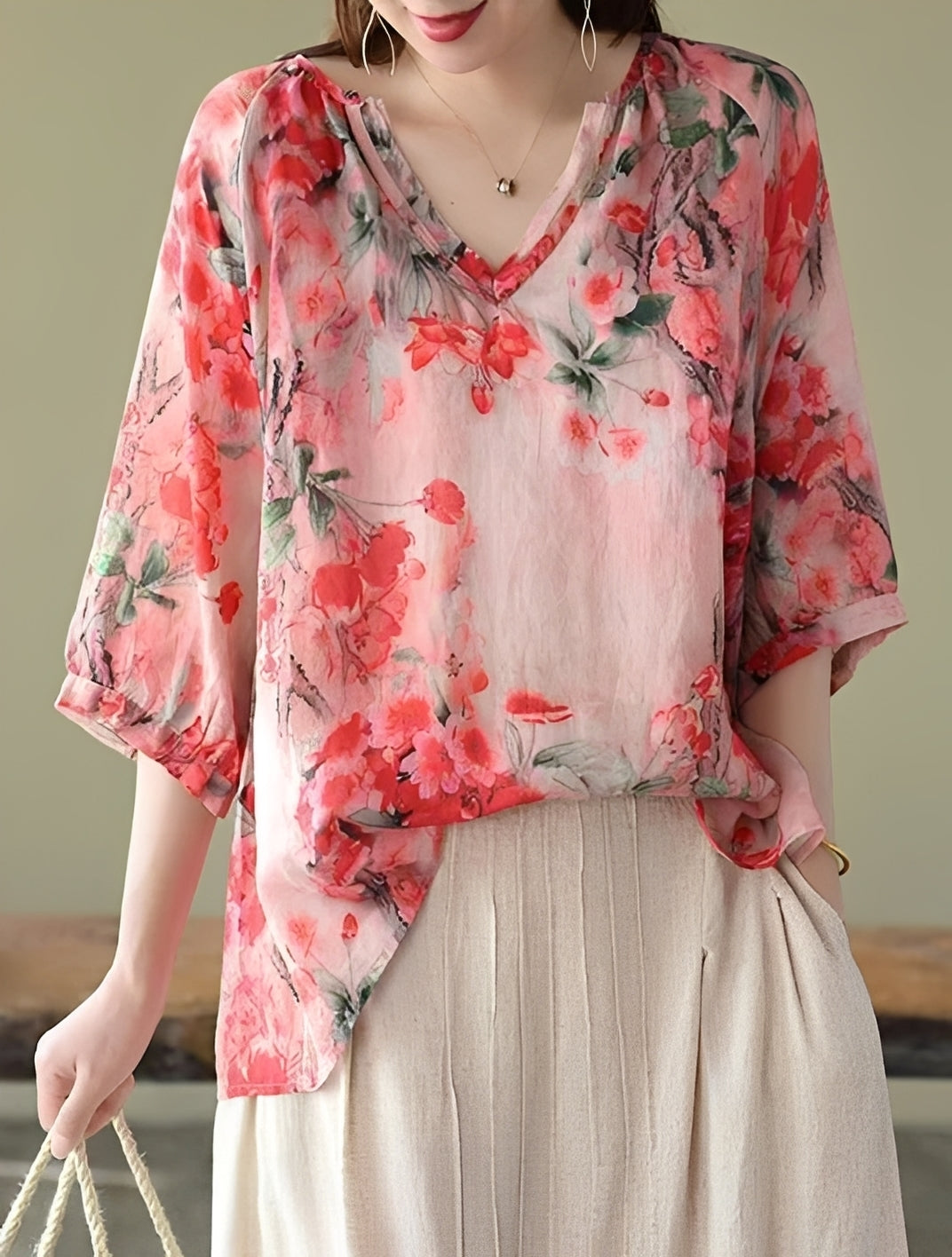 Nancy - Stylowe, luźno dopasowane bluzki z nadrukiem dla kobiet