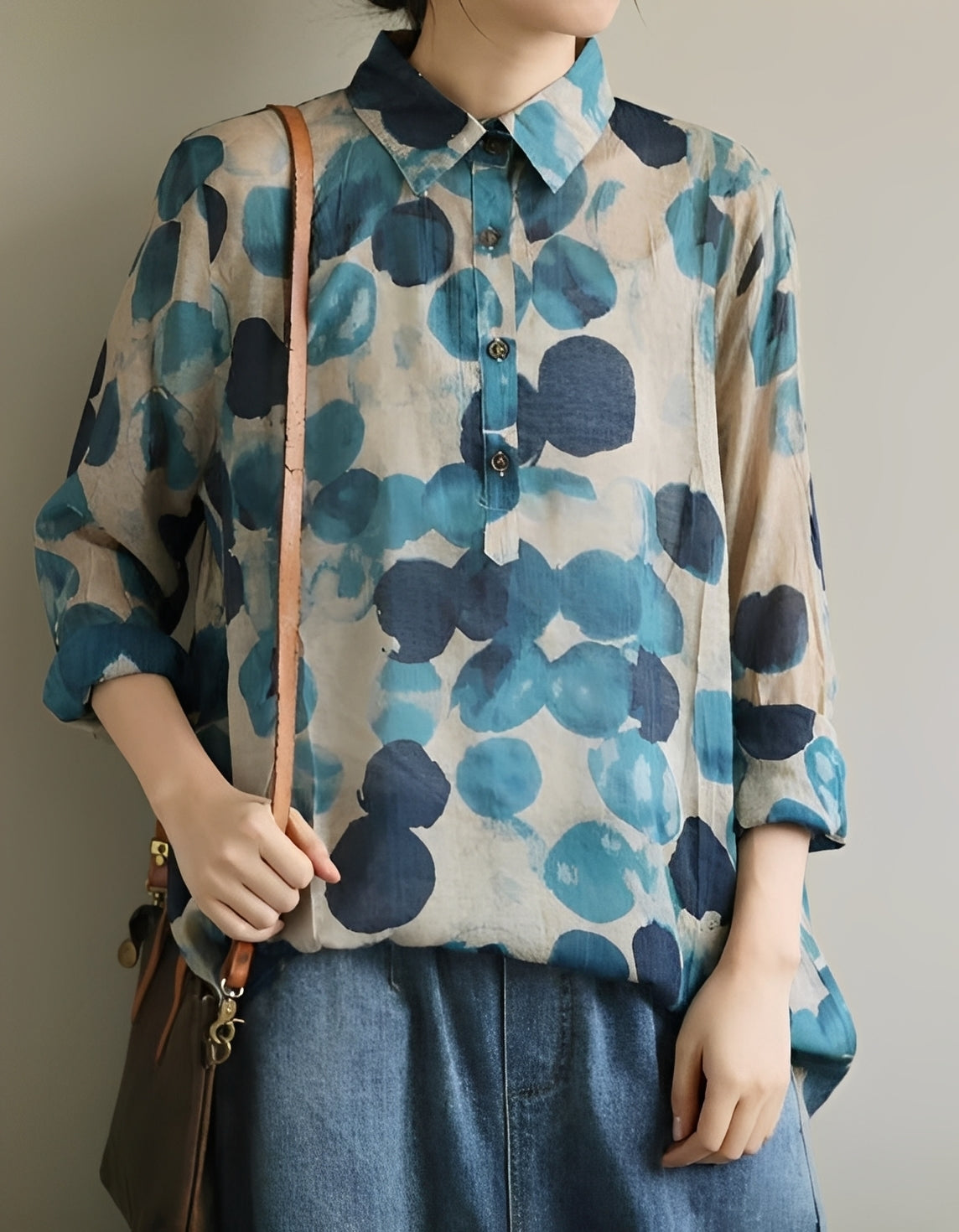 Jodie - Stylowe bluzki z kropkowanym kołnierzem dla kobiet