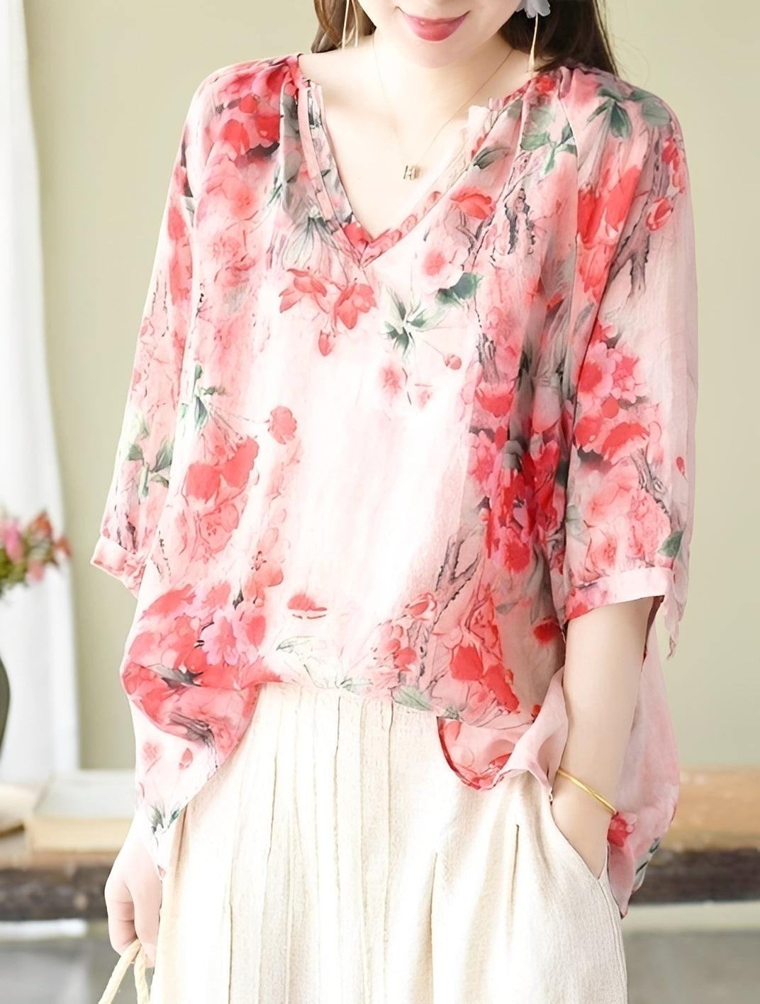 Nancy - Stylowe, luźno dopasowane bluzki z nadrukiem dla kobiet