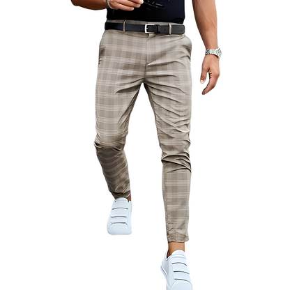 Deacon - Męskie wygodne spodnie Slim-Fit w kratkę