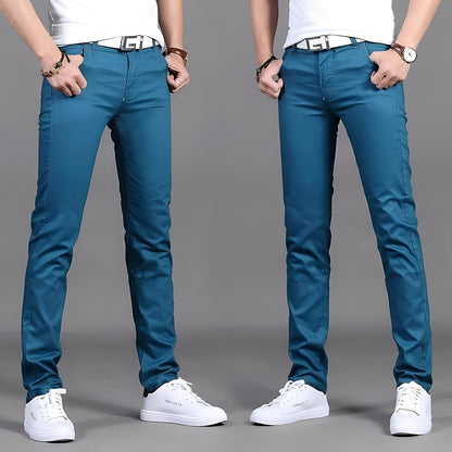Russell - Męskie szerokie, zwężane spodnie chinos