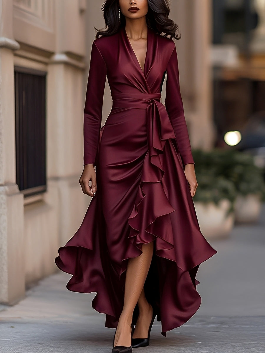 Lucie – Elegancka Sukienka z Dekoltem w Szpic