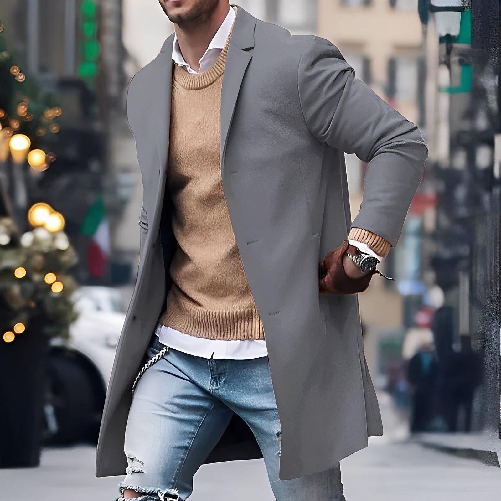 Kenyon - Stylowy Męski Trencz z Guzikami