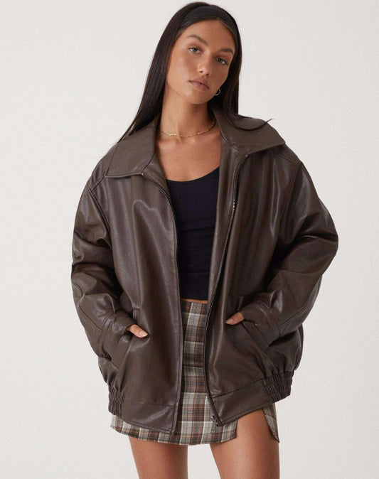 Ariane – Damska skórzana kurtka w stylu oversize